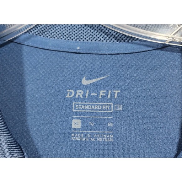 Nike Polo Shirt Mens XL Blue Solid Nike Dri-Fit Standard Fit Short Sleeve - Picture 3 of 16